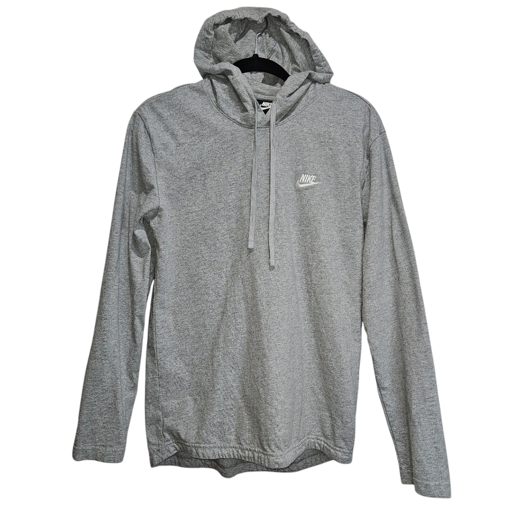 Nike Hoodie Embroidered Logo Gray Womens Size Medium Cotton Athletic Sweatshirt